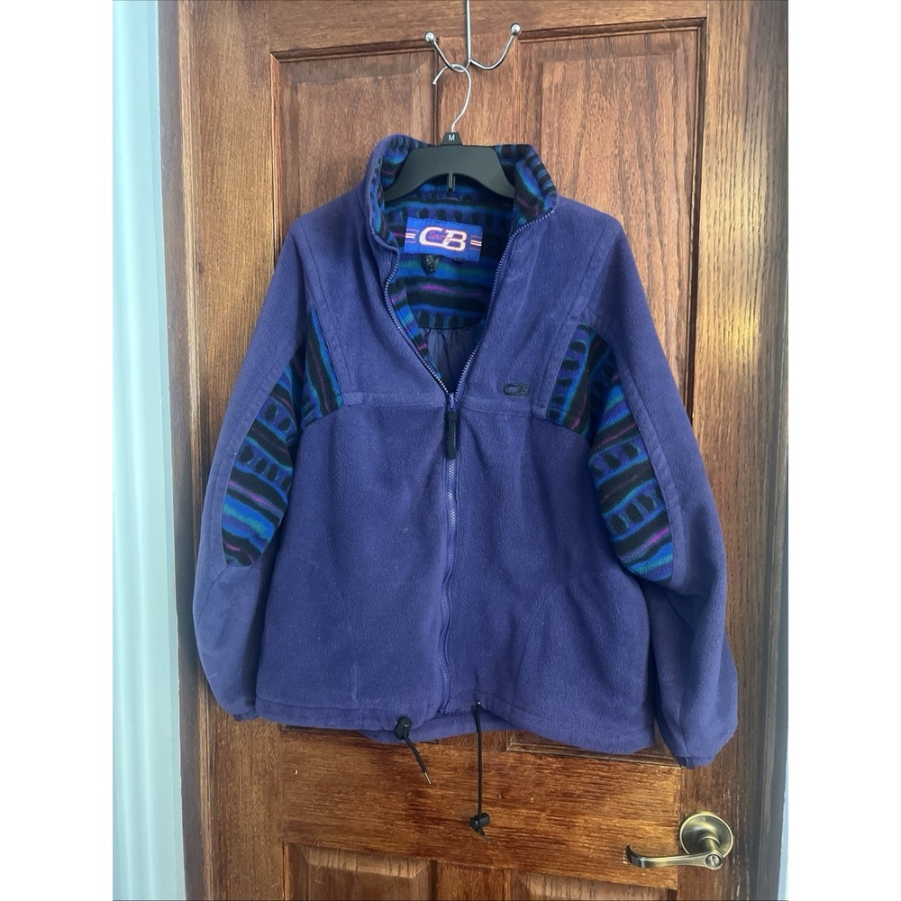 Vintage 90s CB Sports Manta Fleece Jacket Mens XL Aztec Southwest Soft Heavy Zip